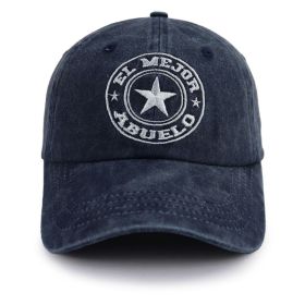 El Mejor Abuelo Washed Navy Baseball Cap, Embroidered Star Vintage Hat