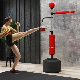 4-in-1 Boxing Punching Bag Stand With 2 Speedballs, 360Relax Bar, & PU-Wrapped Bag & Adjustable Height, Red,For Multiple Packages Shipped, Please Pay