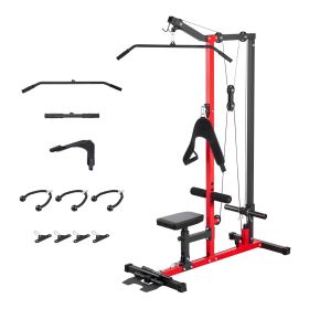 LAT Pull Down Machine, 3-in-1 Row Cable Machine, Cable Machines Home Gym with 3-Level Adjustable Seat, 4-Level Adjustable Foam Roller