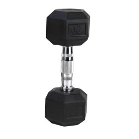 20LB (1piece)HDRS Rubber Coated Solid Cast Iron Dumbbell with Contoured Chrome Handle, Hexagon Head[Support for self-pickup face sheet