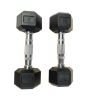 8LB 1-Pair(2pieces)HDRS Rubber Coated Solid Cast Iron Dumbbell with Contoured Chrome Handle, Hexagon Head[Support for self-pickup face sheet