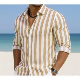 Striped Print Shirt Casual Loose Long-sleeved Shirt Men's Clothing (Option: ADG054431-XXXL)