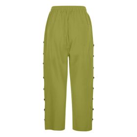 Casual Patchwork Button Cropped Pants For Women (Option: Green-M)