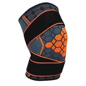Double Strap Compression Knee Pads For Basketball Cycling (Option: Orange with straps-M)