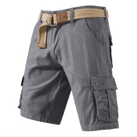 Five-point Shorts Men's Thin Summer Capris Loose Casual Pants Tooling Cotton Sports Pants (Option: 002 light gray-36)