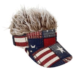 Simulation Wig Cap 250th Anniversary Baseball Cap Synthetic Short Hair Baseball Cap Spiked Hair Wig Hat Fake Hair Adjustable Sunshade Visor Fancy Perf (Option: 9color-Adjustable)