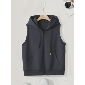 Women's Sleeveless Slim-fit Cardigan Zip Sweater (Option: Dark Grey-5XL)
