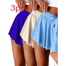 Minimal Versatile High Waist Pleating Lace-up Casual Shorts (Option: Set1-M)