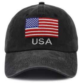 2pcs Vintage Washed Baseball Cap With American Flag USA Embroidery, Distressed Cotton Hat For Women Men, Patriotic USA Flag Casual Sun Hat (Option: 1pcs)