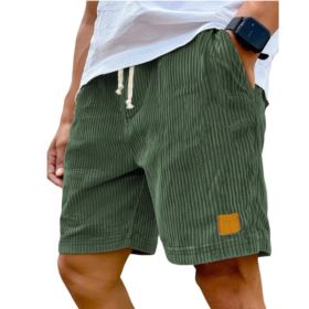 Vintage Embroidered Corduroy Fashion Lace-up Casual Shorts (Option: XL-Dark Green)