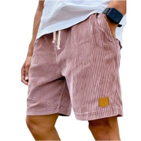 Vintage Embroidered Corduroy Fashion Lace-up Casual Shorts (Option: XL-Pink)