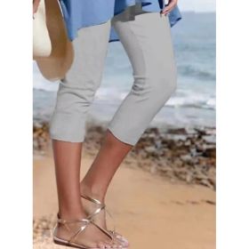 Summer Women's Plain Casual Leggings (Option: Gray-S)
