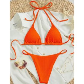 Factory Wholesale Women's Sexy Small Rib Bikini Tie Bikini Set Two Piece Swimsuit Beach Wear (Option: Style6-S)