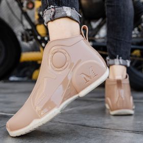 Motorcycle Rain Boots Men's Summer Youth Outdoor Non-slip Wading Shoes Fashion Low Top Flat Work Shoes Rubber Shoes (Option: Khaki-39)