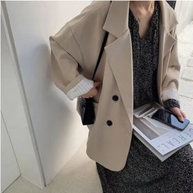 New Women's Coffee Suit Jacket Spring And Autumn (Option: Off white-S)