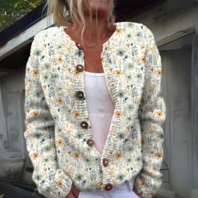 3D Digital Printing Cardigan Knitted Coat (Option: KKWY46-3XL)