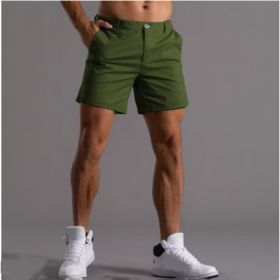 Men's Shorts With Pockets Fashion Summer Button Beach Pants (Option: Army Green-3XL)