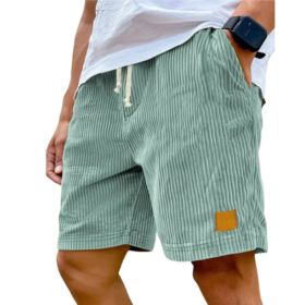 Vintage Embroidered Corduroy Fashion Lace-up Casual Shorts (Option: L-Light Green)