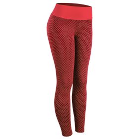 Plaid Leggings Fitness Yoga Pants Women's Seamless High Waist Breathable Gym Leggings (Option: Red-2XL)