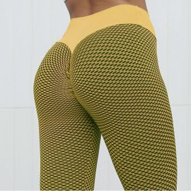 Plaid Leggings Fitness Yoga Pants Women's Seamless High Waist Breathable Gym Leggings (Option: Yellow-2XL)