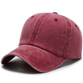 All-match Washable Solid Color Baseball Cap Casual Men (Option: Wine Red-Adjustable)