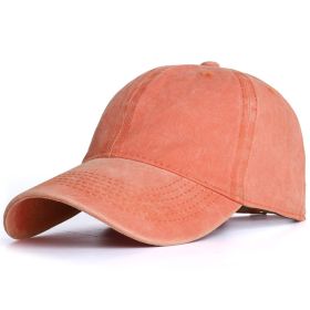 All-match Washable Solid Color Baseball Cap Casual Men (Option: Orange-Adjustable)