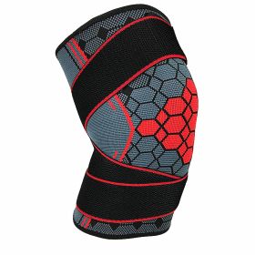 Double Strap Compression Knee Pads For Basketball Cycling (Option: Red with straps-S)