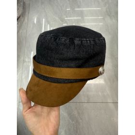 Japanese-style Retro Flat-top Cap Denim Women's Spring And Autumn Color Matching Flat Top (Option: Dark Blue-Free Size)