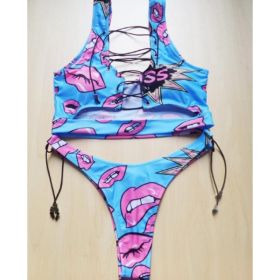 Pineapple Bikini for big boob Women Lace Up Swimwear Thong bikini set two pieces Swimsuit Bathing Suit female (Option: S-Lips)