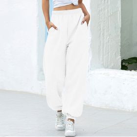 High waist casual track pants (Option: White-XXL)