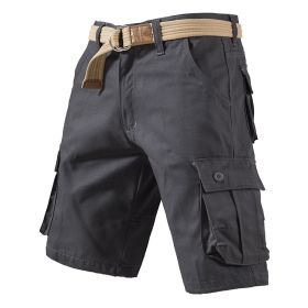 Five-point Shorts Men's Thin Summer Capris Loose Casual Pants Tooling Cotton Sports Pants (Option: 002Dark Grey-32)