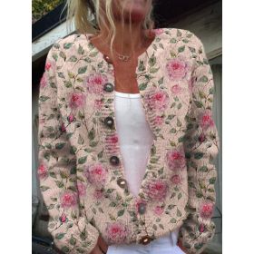 3D Digital Printing Cardigan Knitted Coat (Option: HWJ165956-XL)