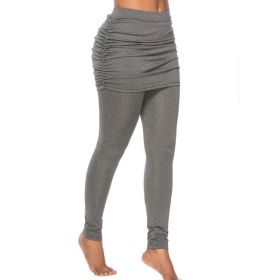 Pack hip side pleated skirt fake two leggings skirt (Option: Grey-3XL)