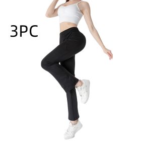 Ladies Mid Waist Abdominal-shaping Slimming Cropped Pants Casual Pocket Bootcut Trousers (Option: SetB-S)