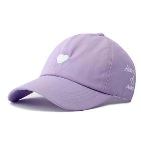 Preppy Style Love Embroidery Ponytail Half Topless Hat (Option: Purple-M)