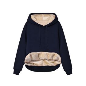 Warm Berber Fleece Pocket Hooded Sweatshirt Coat (Option: Sapphire Blue-S)