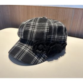 The Checkered Beret Keeps Warm In Autumn And Winter (Option: Black)