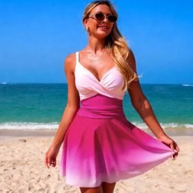 Womens One-piece Bikini-style Swimsuit (Option: Pink Gradient-S)