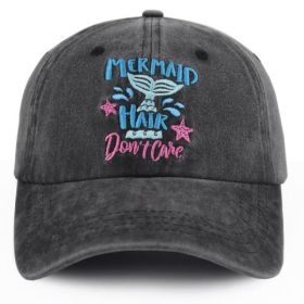 2pcs Mermaid Hair Baseball Cap For Women Men, Cute Cow Baseball Hat Vintage Washed Cotton Fitted Cap (Option: 1pcs)