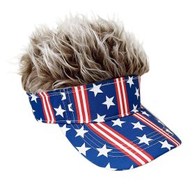 Simulation Wig Cap 250th Anniversary Baseball Cap Synthetic Short Hair Baseball Cap Spiked Hair Wig Hat Fake Hair Adjustable Sunshade Visor Fancy Perf (Option: 2color-Adjustable)