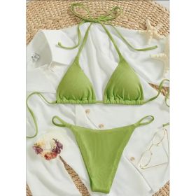 Factory Wholesale Women's Sexy Small Rib Bikini Tie Bikini Set Two Piece Swimsuit Beach Wear (Option: Style15-S)