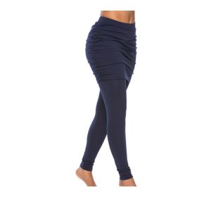 Pack hip side pleated skirt fake two leggings skirt (Option: Navy Blue-L)
