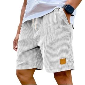 Vintage Embroidered Corduroy Fashion Lace-up Casual Shorts (Option: S-White)