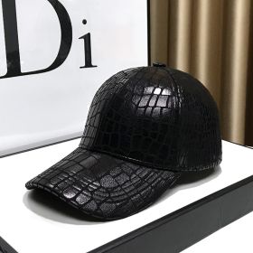 Imitation Crocodile Leather Baseball Cap European And American Fashion & Trend Men And Women (Option: Black-M)