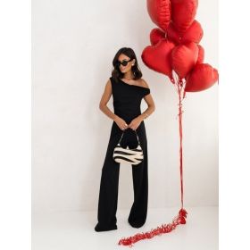 Sexy Jumpsuits For Women Falling Straps Business Rompers Elegant Straight Long Pants Rompers Fastened With A Zipper On The Side. (Option: Black-S)