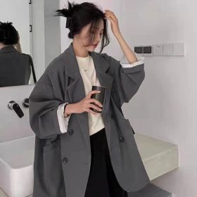 New Women's Coffee Suit Jacket Spring And Autumn (Option: Dark Grey-2XL)