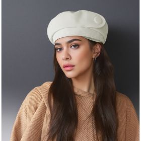 The High-end Button Beret Makes Your Face Look Smaller (Option: White)