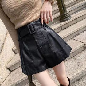 Versatile High-waisted Leather Pants For Women (Option: Black-S)
