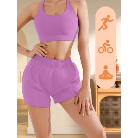 2-in-1 Mesh Workout Shorts Breathable, Anti-See-Through, Built For Summer Moves (Option: Purple-L)