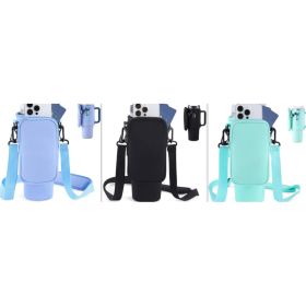 Slok Water Bottle Carrier Bag, Compatible With 40oz Tumbler With Handle, Modern Water Bottle Holder With Simple Adjustable Strap For Outdoor Walking H (Option: Light BlueLight GreenBlack)